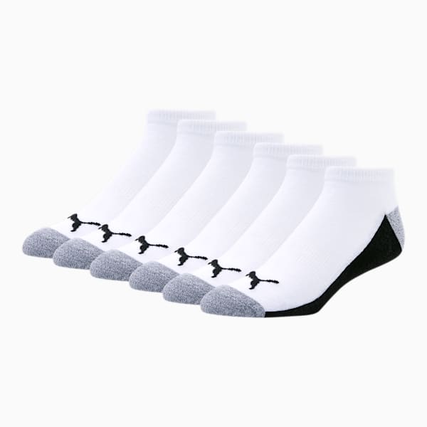Men's Low Cut Outline Socks [6 Pack], WHITE / BLACK